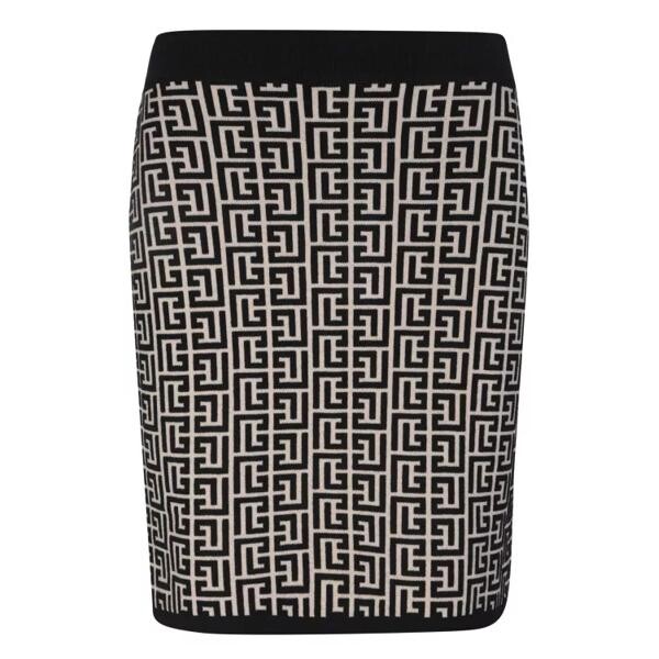 

Юбка monogram jacquard knit skirt Balmain, черный