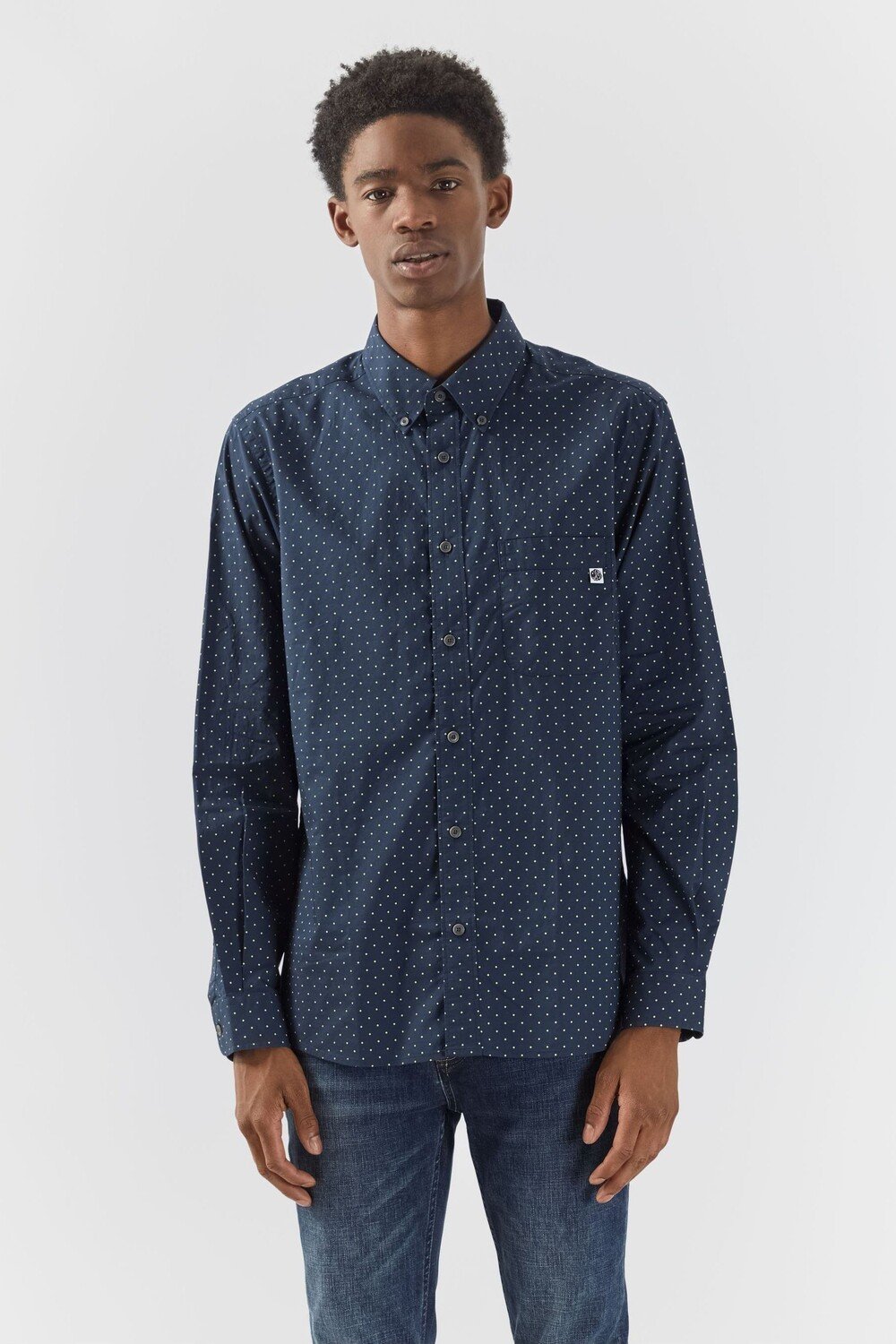 

Рубашка Pretty Green Navy Blue Icon в крупный горошек Pretty Green, синий