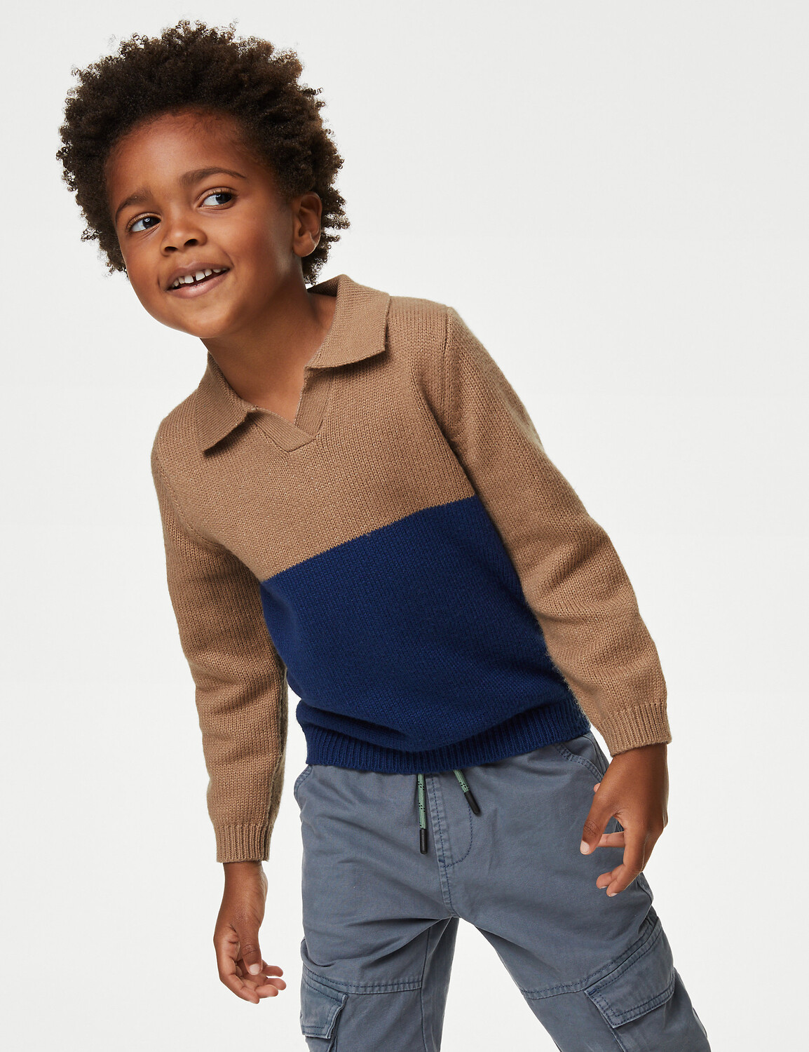 

Джемпер из смеси хлопка с цветными блоками (2–8 лет) Marks & Spencer, зеленый микс