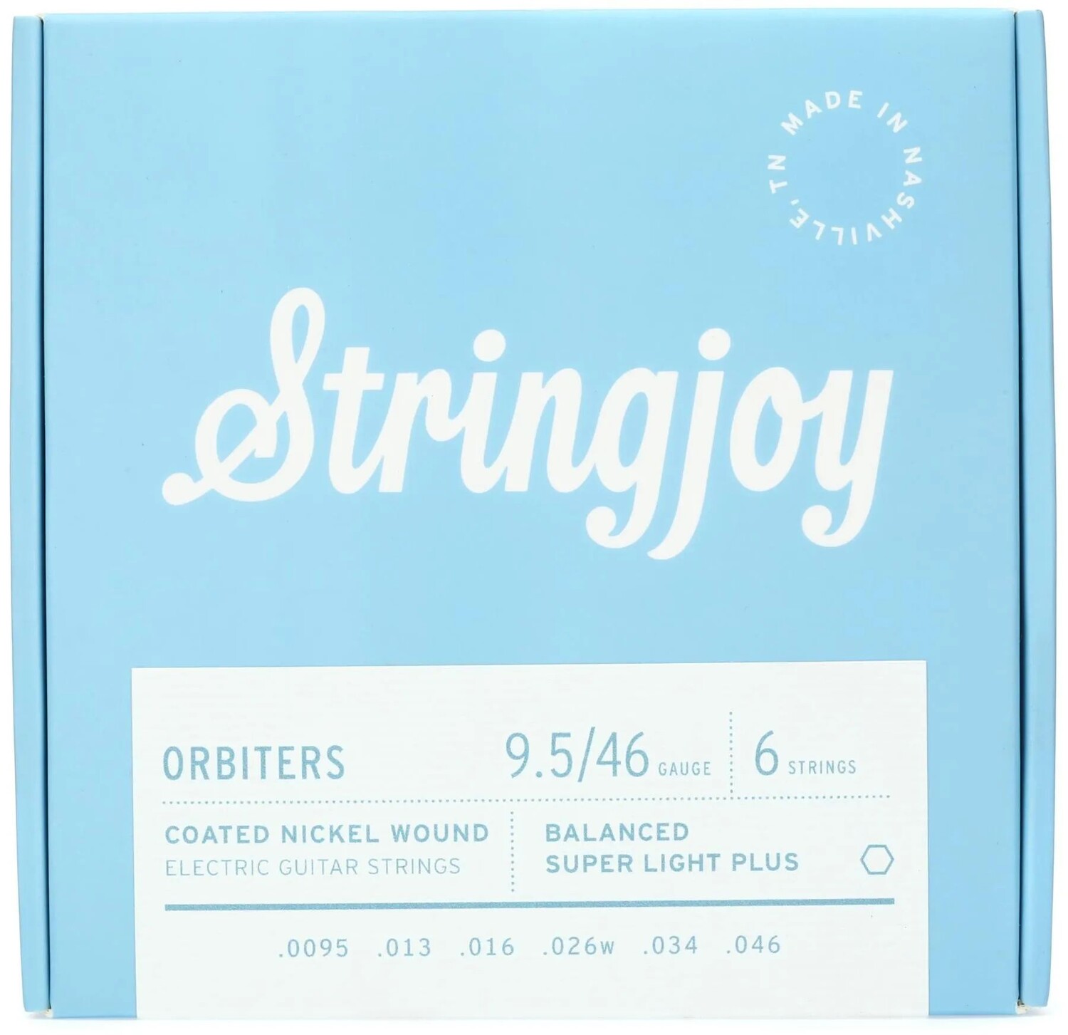 

Струны для электрогитары Stringjoy Orbiters со сбалансированным покрытием и никелевой намоткой — калибр Super Light Plus (.0095–.046)