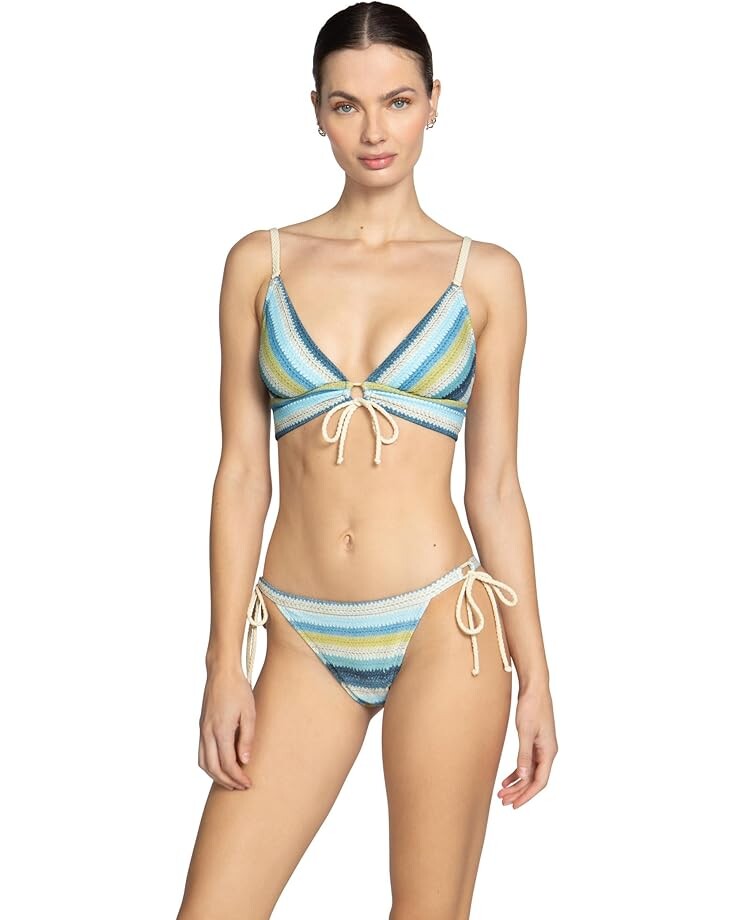 

Пляжный топ Robin Piccone Lyra Over Shoulder Top, цвет Blue/Honeydew