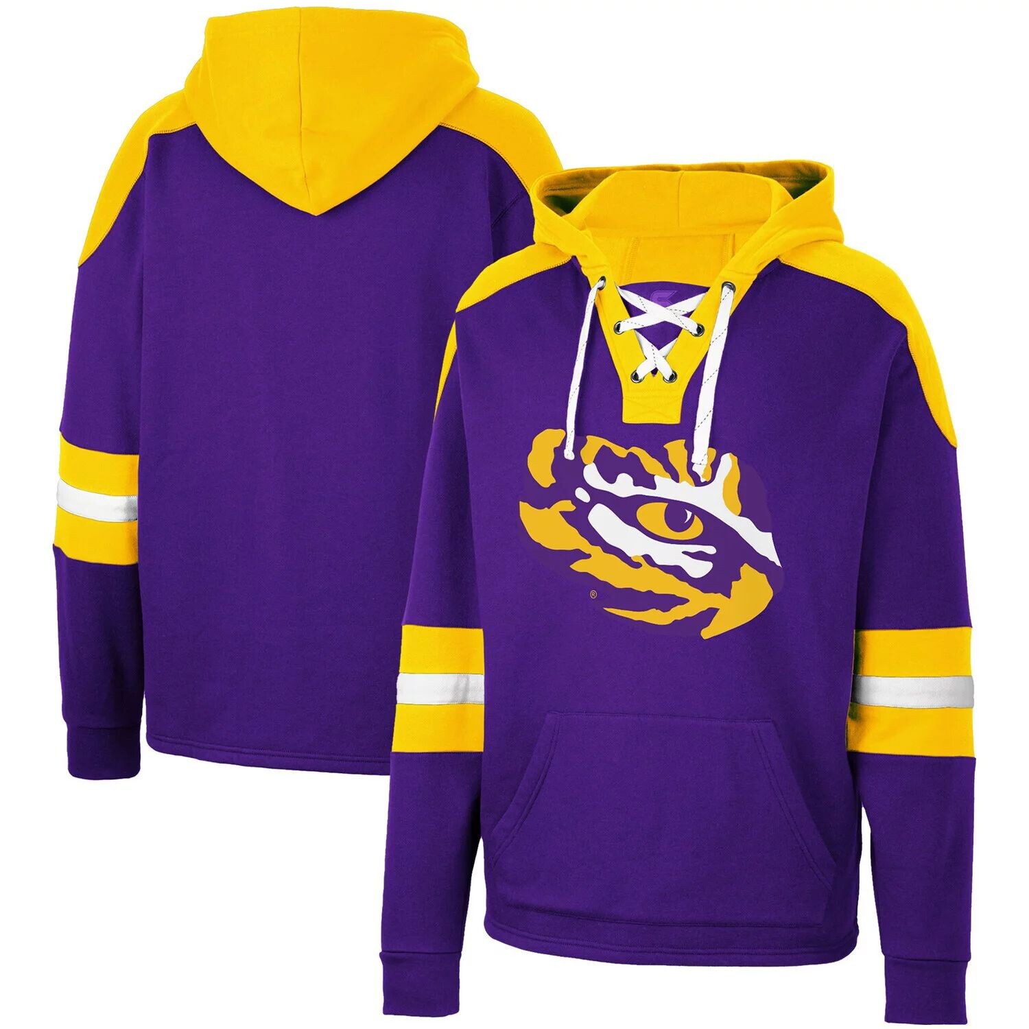 

Мужской фиолетовый пуловер с капюшоном LSU Tigers на шнуровке 4.0 Colosseum