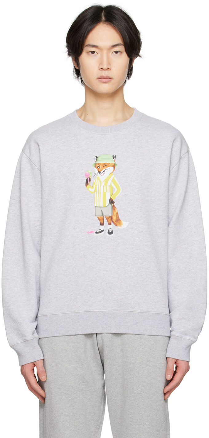 

Серый свитшот из выделанной лисы Maison Kitsune