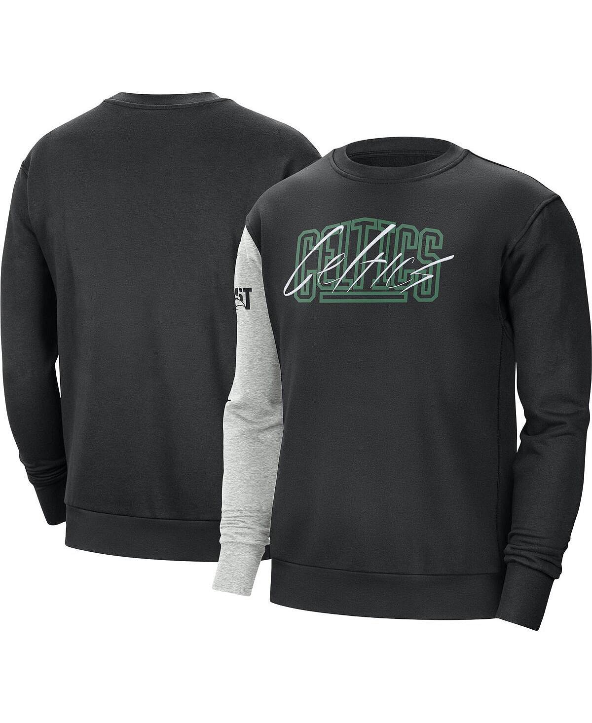 Мужской черный, серо-хизеровый пуловер Boston Celtics Courtside Versus Force & Flight Nike