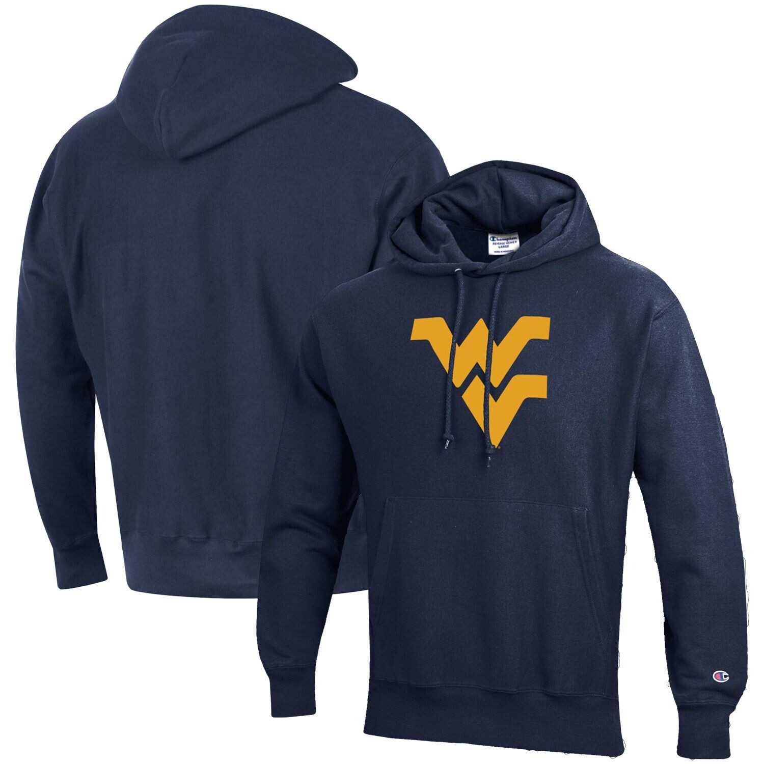 

Мужской темно-синий пуловер с капюшоном и логотипом обратного переплетения West Virginia Mountaineers Vault Logo Champion