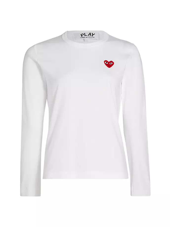 

Хлопковая футболка с длинными рукавами и логотипом Heart Comme Des Garçons Play, белый