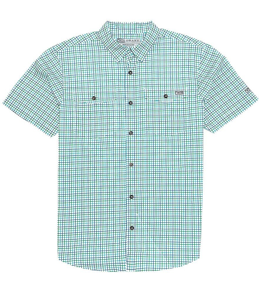 

Drake Clothing Co. Frat Tattersall Performance Эластичная тканая рубашка с короткими рукавами, синий