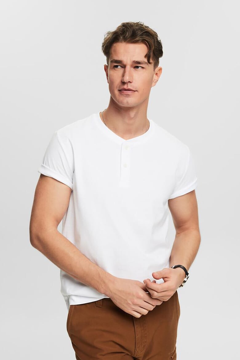 Футболка Henley из органического хлопка Esprit, белый футболка henley из органического хлопка esprit белый