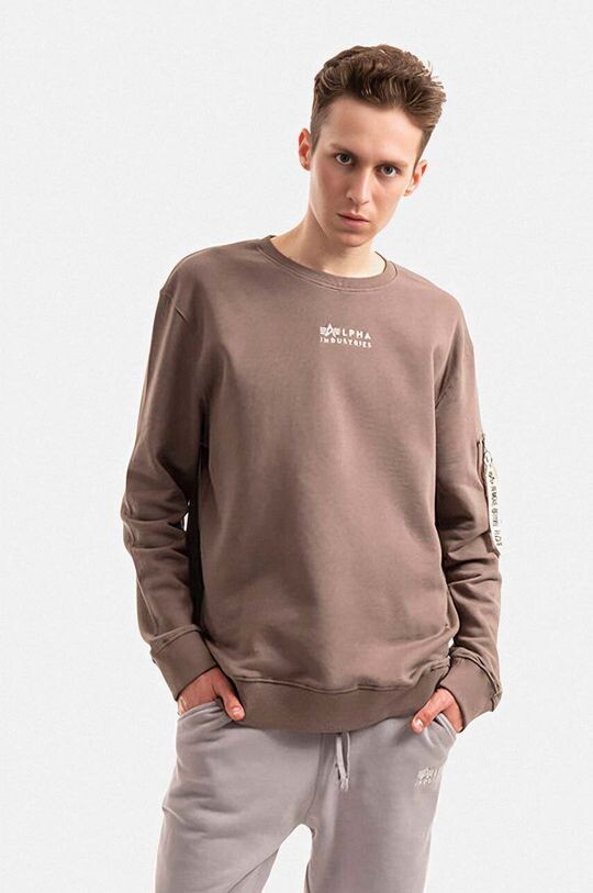

Хлопковая толстовка Alpha Industries, коричневый