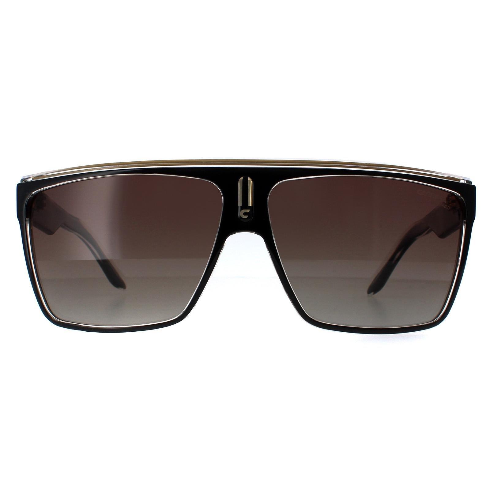 Поляризованные солнцезащитные очки Shield, черные, золотые, коричневые, 22 дюйма Carrera, черный цена и фото