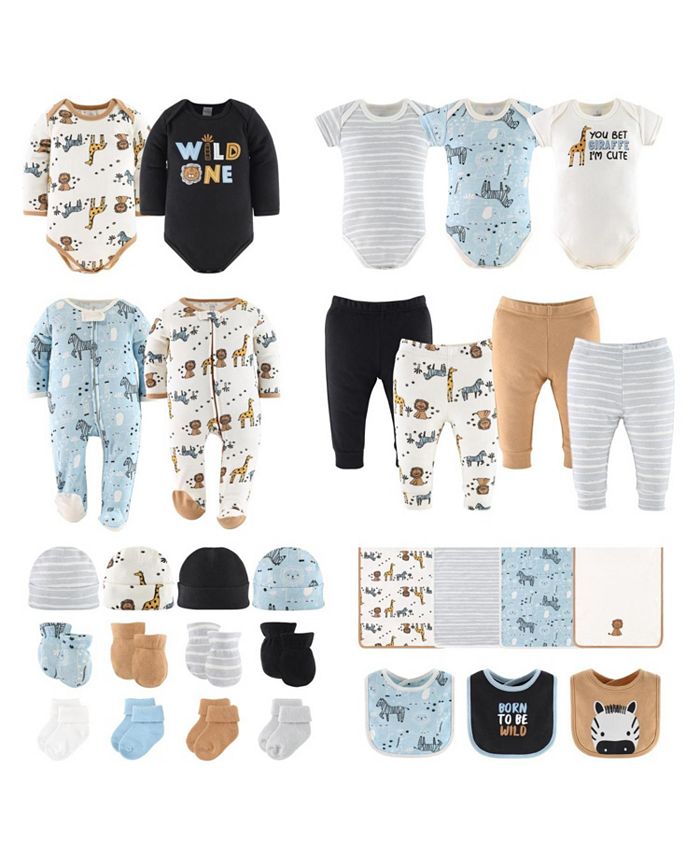 Подарочный набор Layette для новорожденных мальчиков Baby Blue Safari, 30 основных предметов, The Peanutshell, синий фотографии