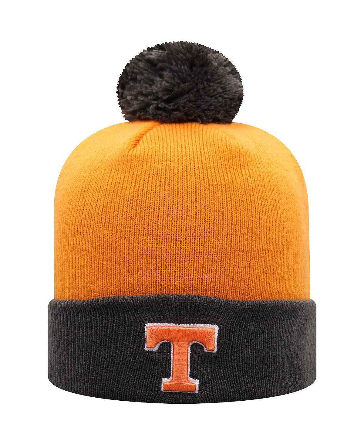 

Мужская двухцветная вязаная шапка с манжетами и помпоном Tennessee Volunteers Core Tennessee Orange и Charcoal Top of the World