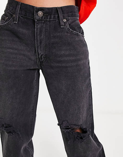 Черные рваные мешковатые джинсы Levi's черные рваные джинсы lemaire