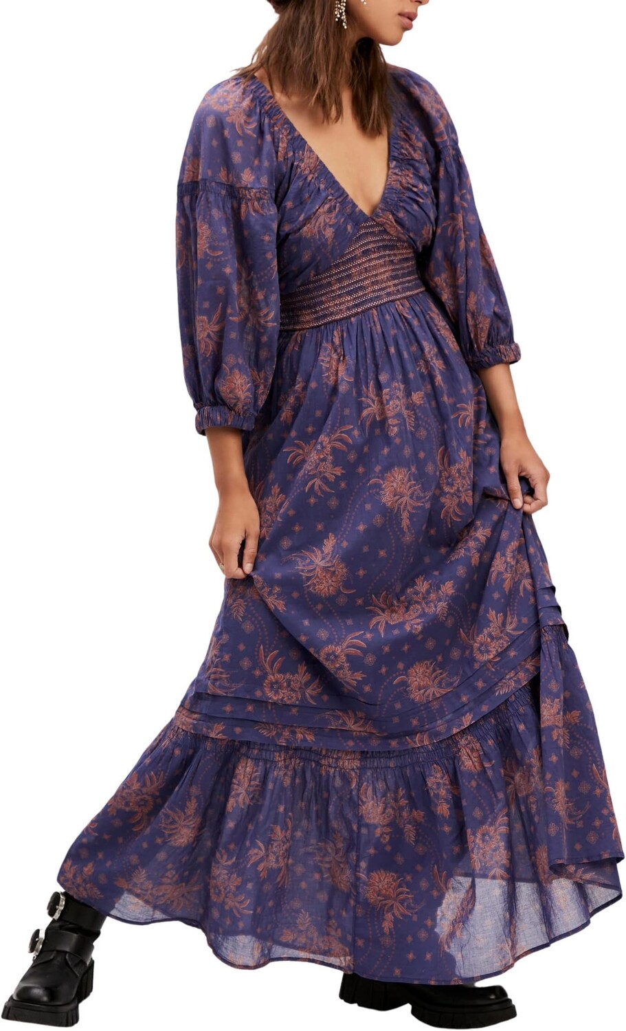 

Платье Golden Hour Maxi Free People, цвет Navy Combo