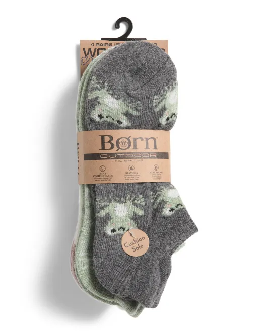 

4 пары носков-невидимок из полушерстяной смеси с принтом Born Outdoor, цвет Charcoal Heather