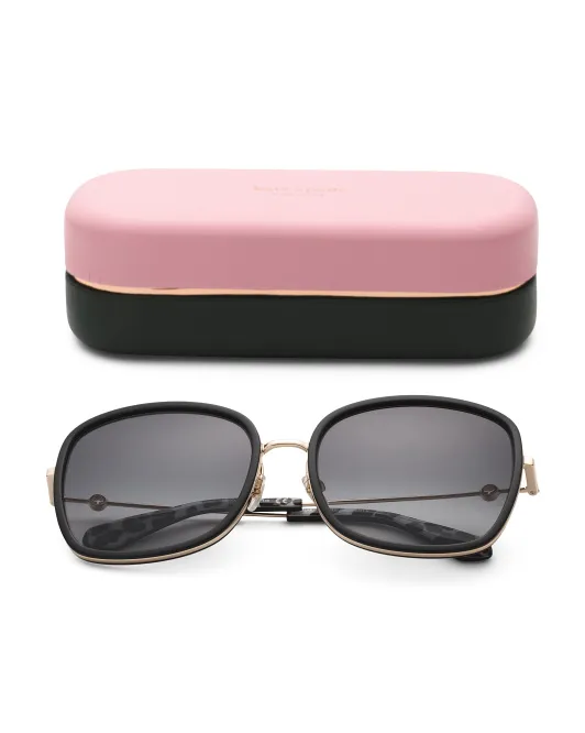 

Квадратные металлические солнцезащитные очки 59 мм Kate Spade, черный/золотой
