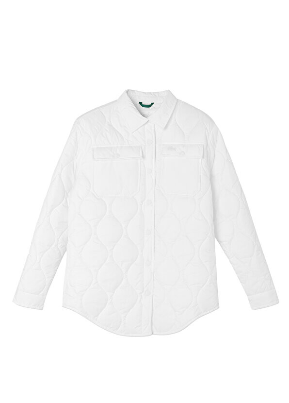 

Белая стеганая женская куртка с воротником поло Lacoste, Белый
