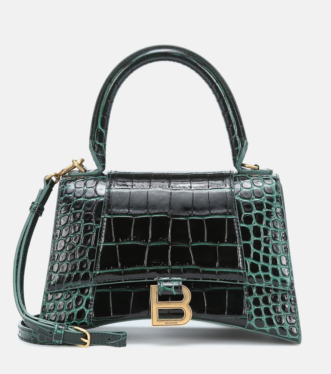 

Маленькая сумка-тоут Hourglass из кожи Balenciaga, зеленый
