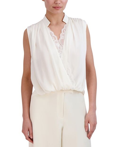 

Блузка без рукавов с тканым кружевом BCBGMAXAZRIA, цвет White