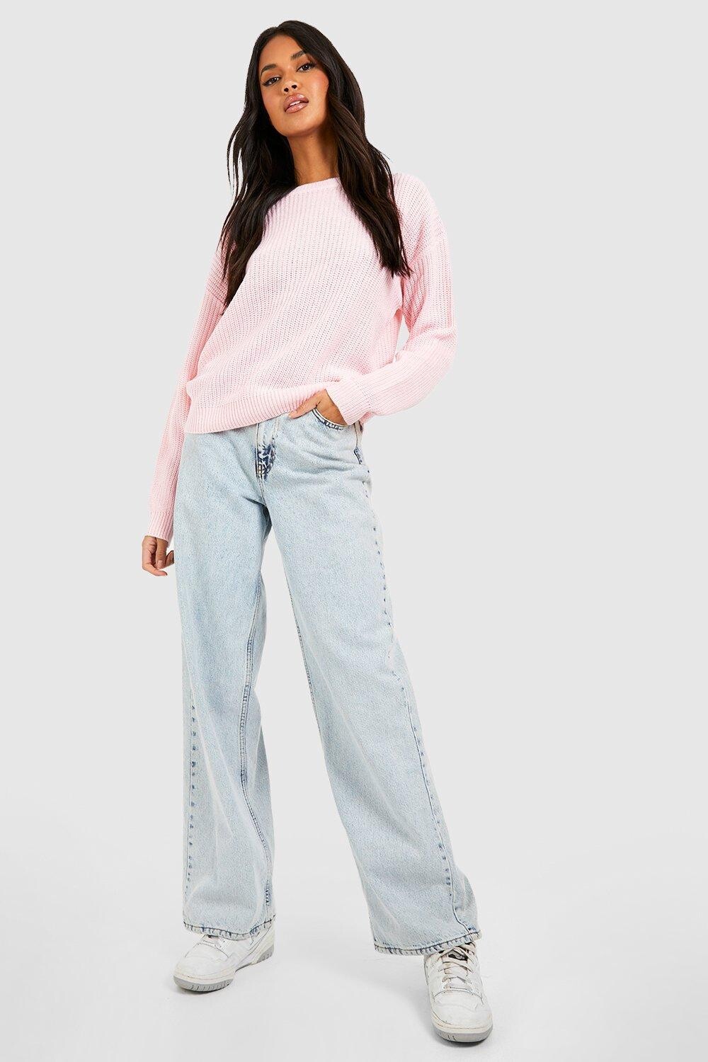 

Укороченный свитер с круглым вырезом Boohoo, розовый