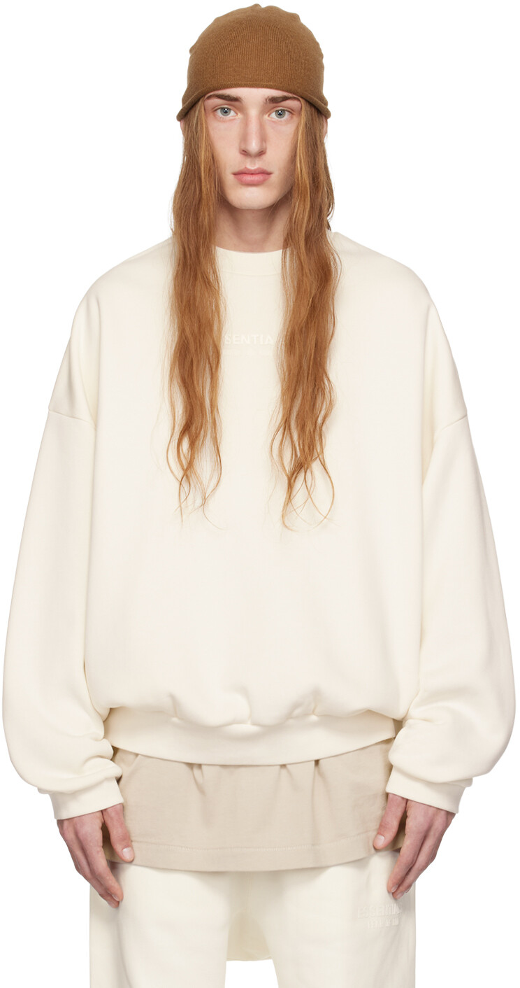 

Бело-белый свитшот с круглым вырезом Fear of God ESSENTIALS