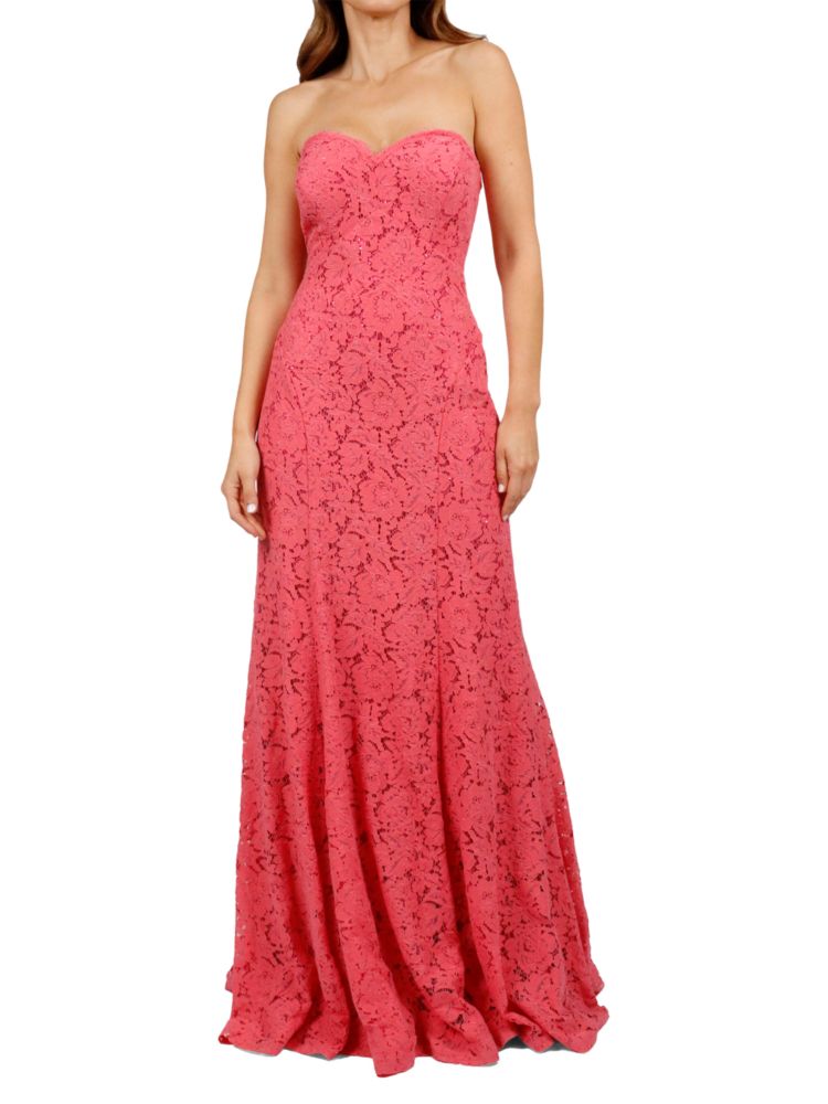 Кружевное платье без бретелек в форме сердца Rene Ruiz Collection, розовый