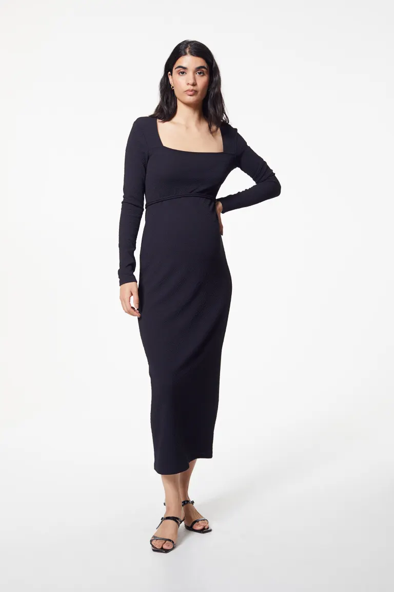 

Платье из крепового джерси с поясом H&M, черный
