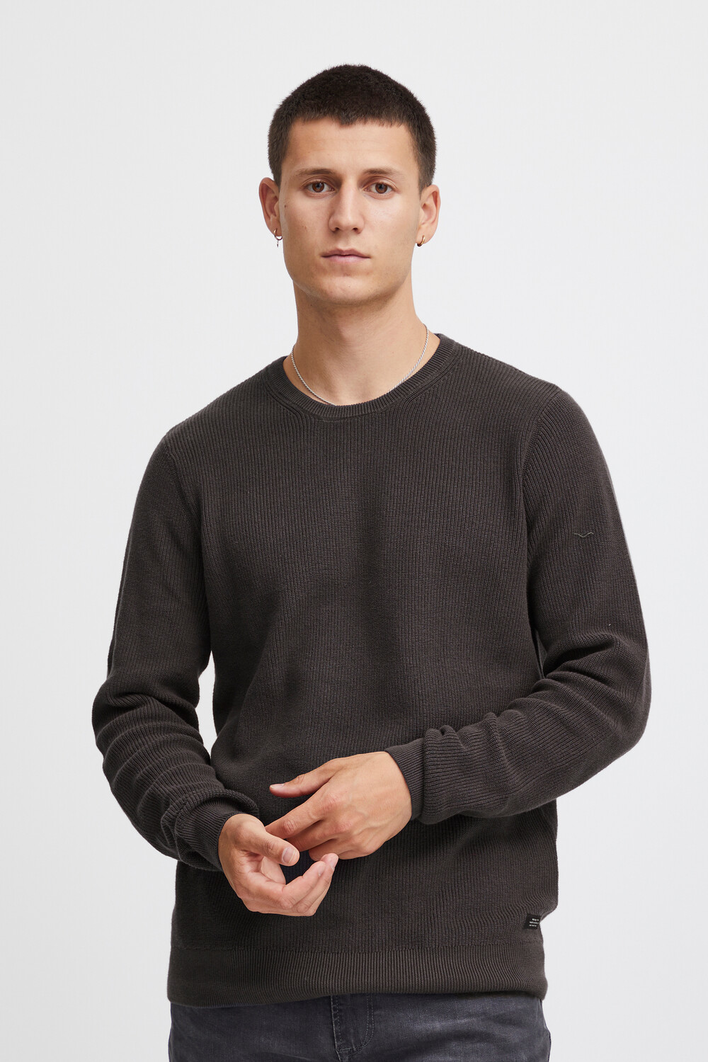 

Пуловер BLEND Rundhals Strick Basic Langarm Sweater, темно серый