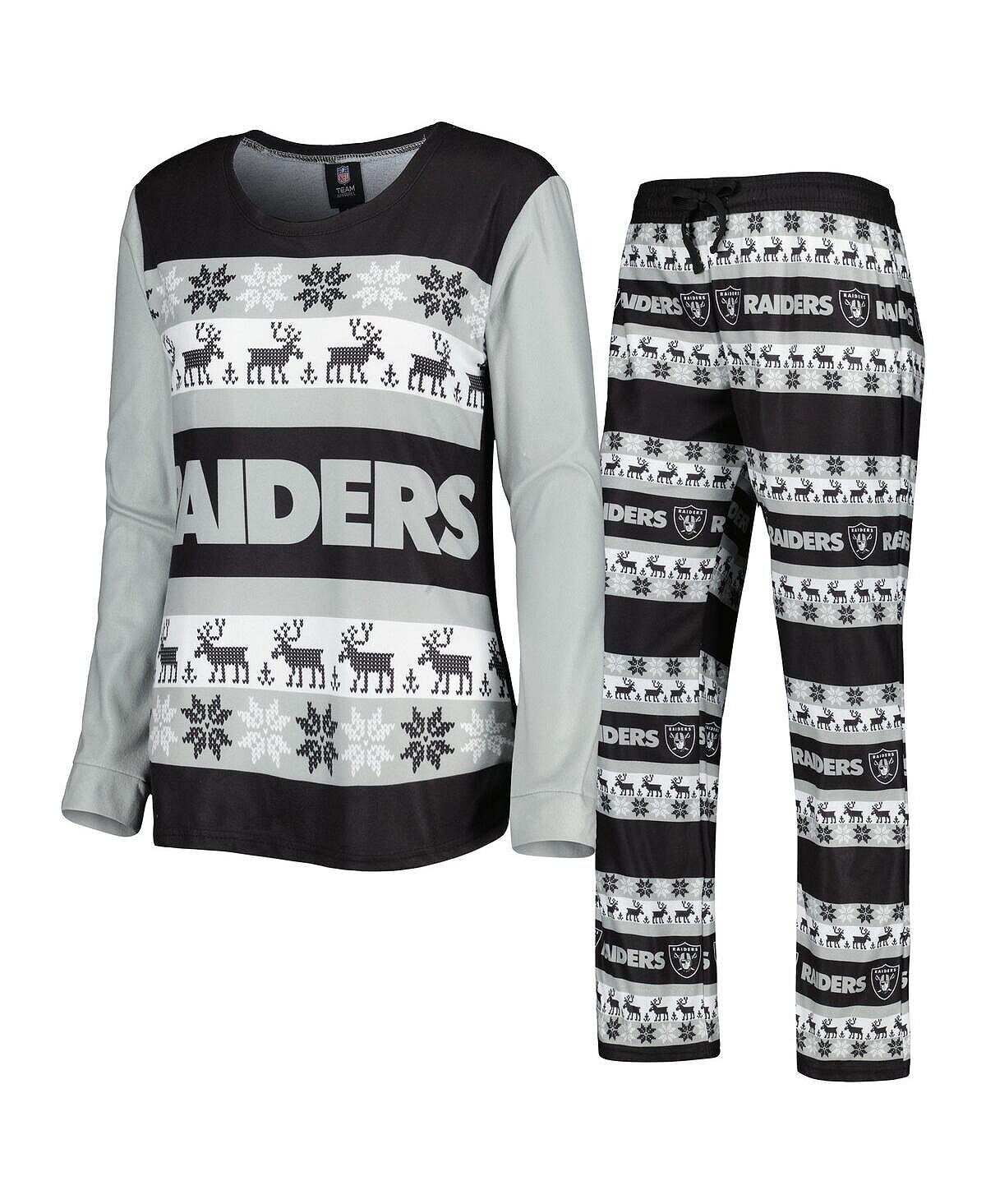 

Женский черный пижамный комплект Las Vegas Raiders Holiday Ugly Pajama Set FOCO, черный