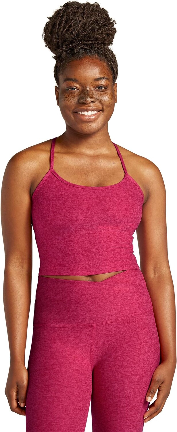 

Топ Beyond Yoga Spacedye Slim Racerback Cropped Tank Top, цвет Cranberry Heather