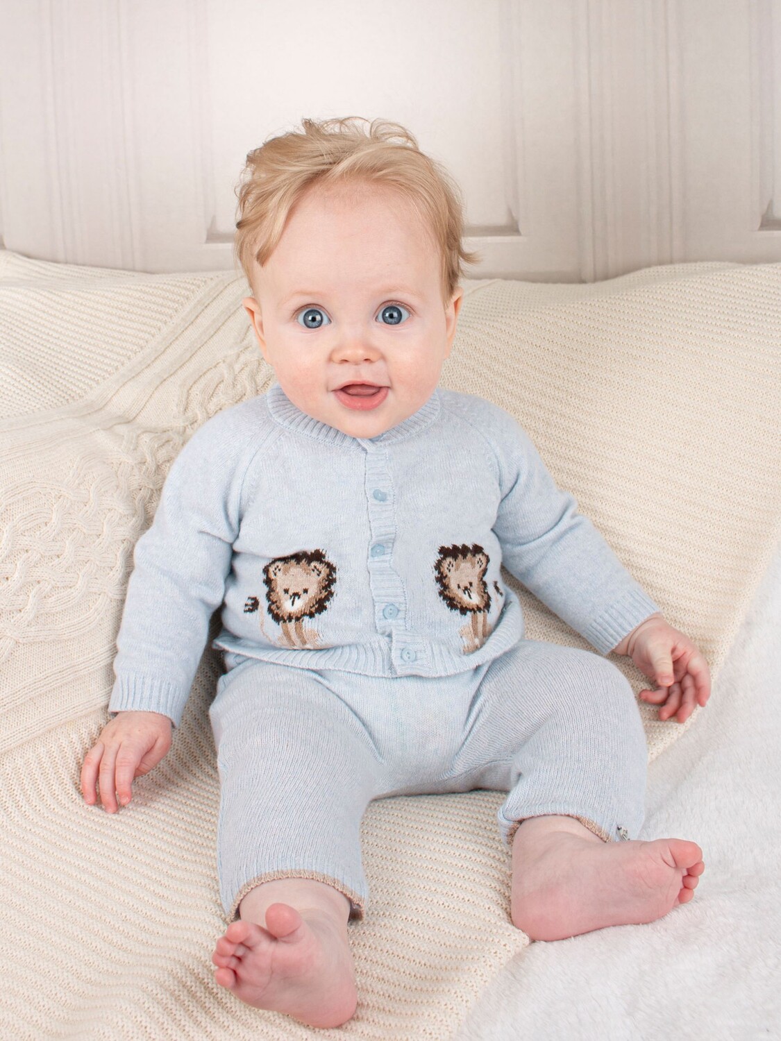 

Кардиган Trotters Lapinou Baby Augustus Lion, бледно-голубой