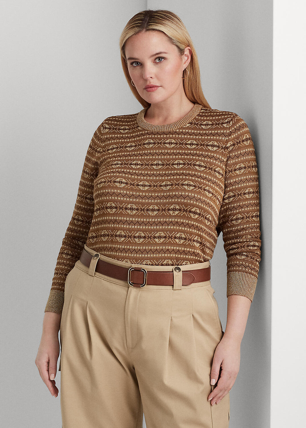 

Свитер с эффектом металлик Fair Isle из смесового хлопка