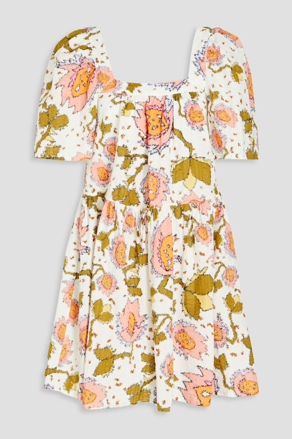 

Платье мини Petulia из органического хлопка с жатым принтом Stella Nova, цвет Off-white