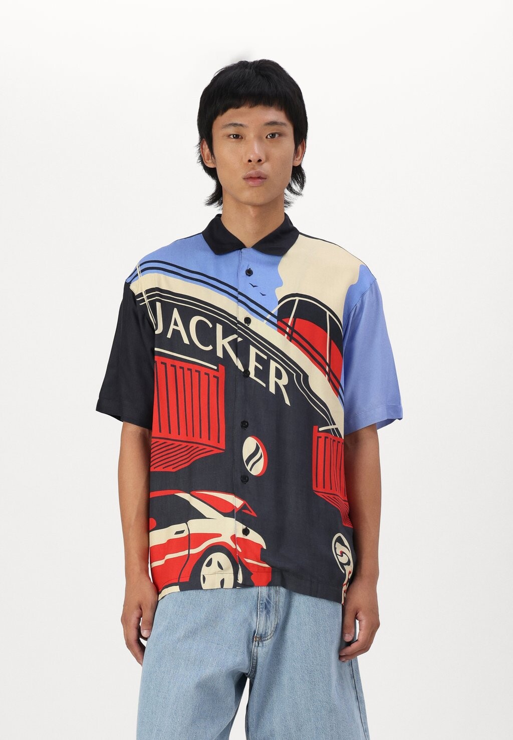 

Футболки с принтом SHIRT BLACK TRADE UNISEX Jacker, синий