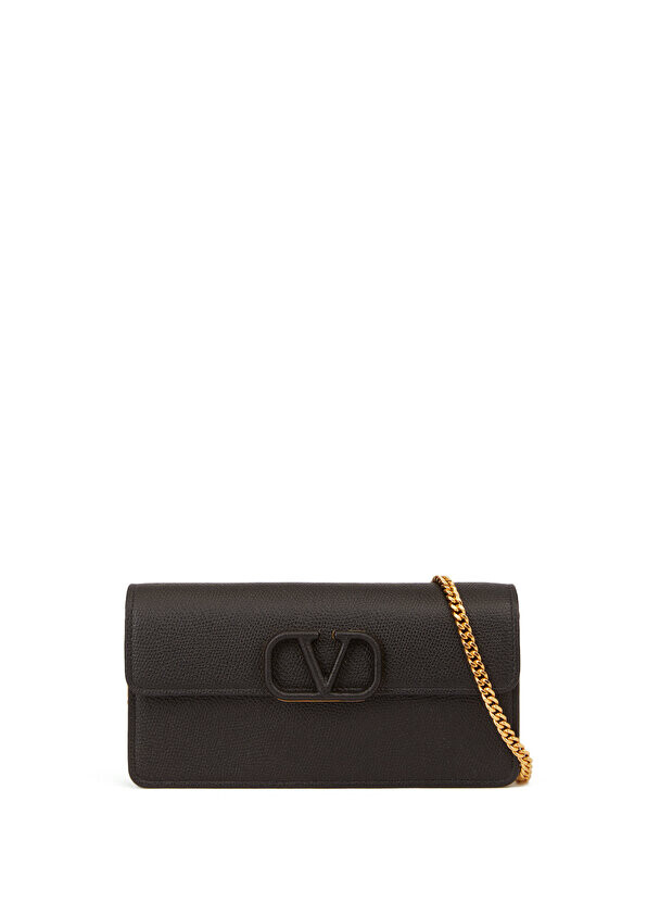 

Черная женская кожаная сумка через плечо vlogo Valentino Garavani