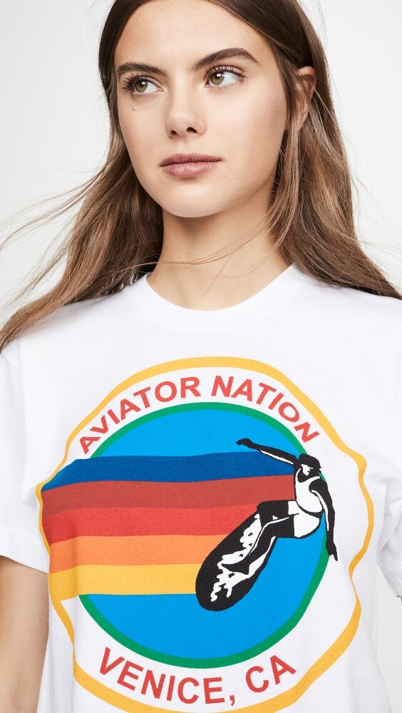 

Футболка Aviator Nation Signature Boyfriend, белый