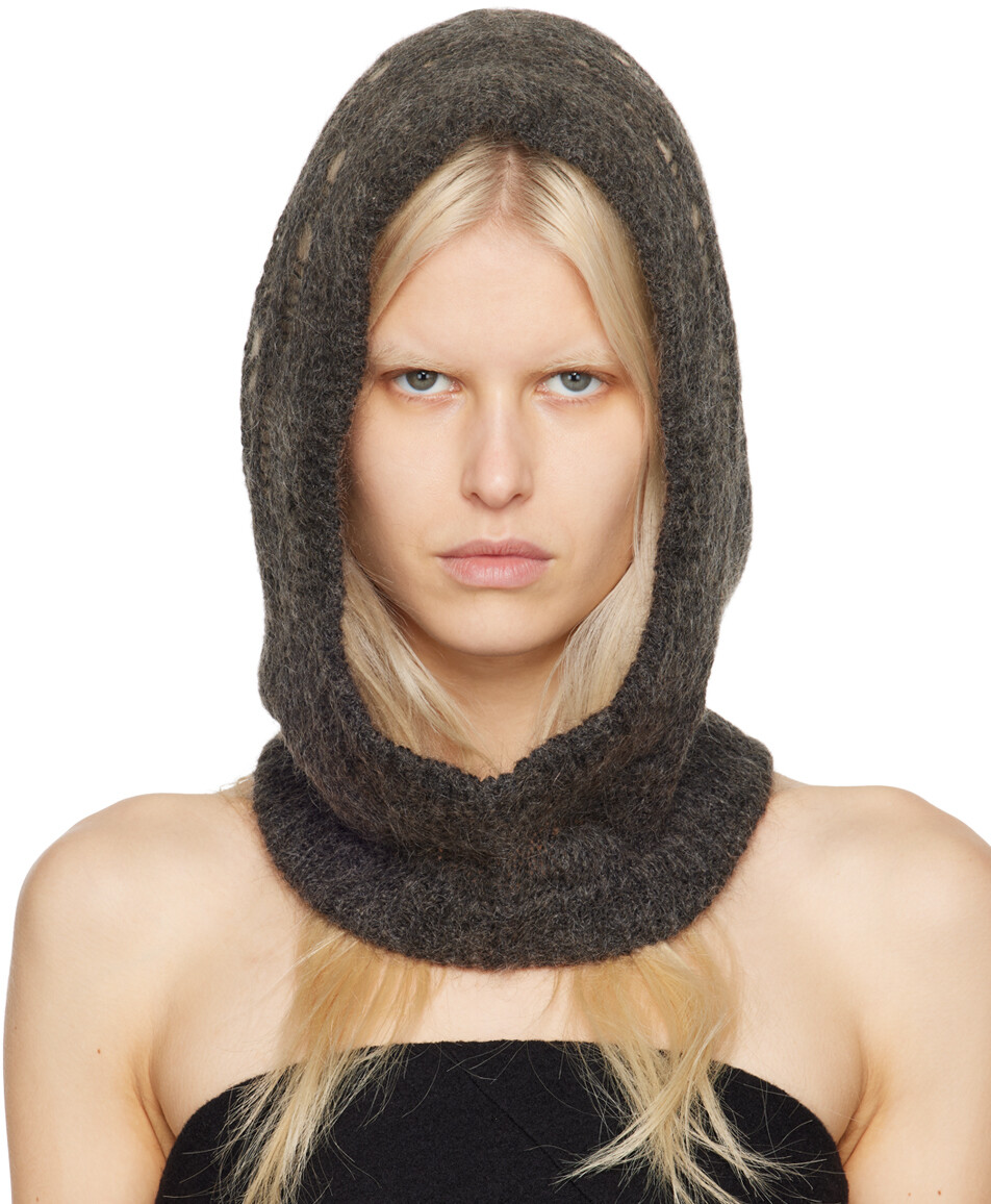 

Серая шапка с капюшоном Rick Owens, цвет Dark dust