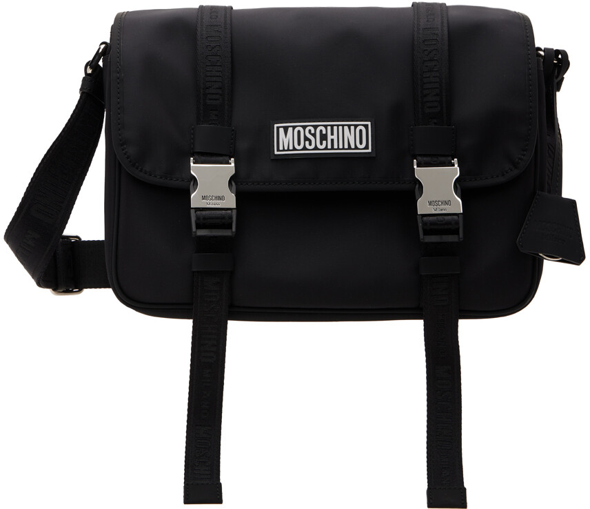 

Черная сумка почтальона с нашивкой-логотипом Moschino