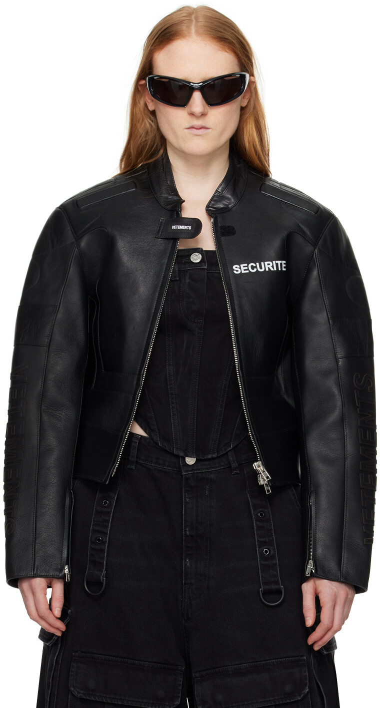 

Черная кожаная куртка Securite для мотокросса Vetements, цвет Black