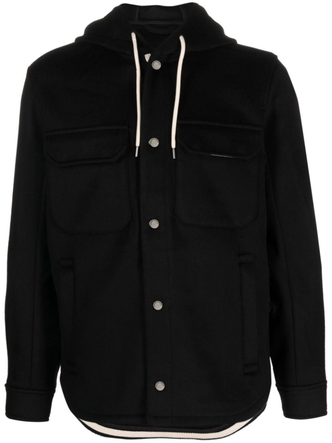 

Emporio Armani hooded virgin wool shirt jacket, черный