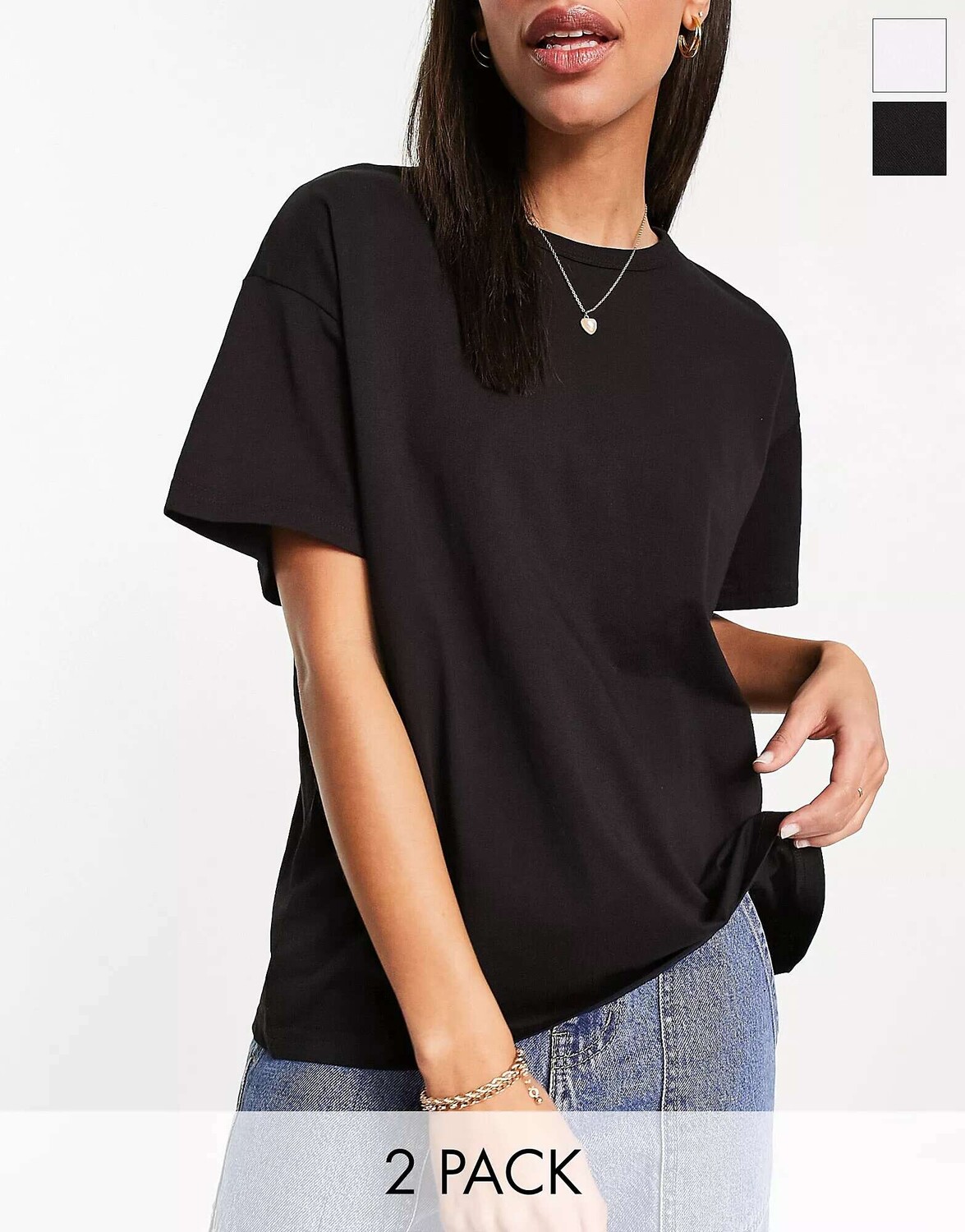 

Черно-белые футболки оверсайз Bershka (2 шт.), Черный