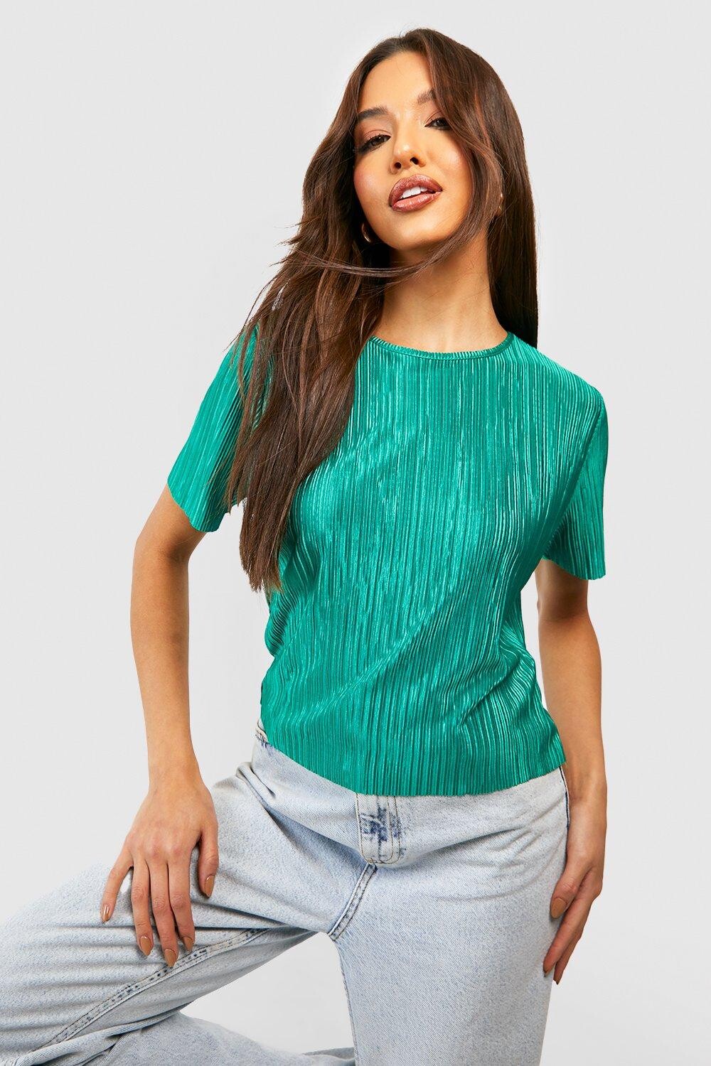 

Футболка с плиссой Boohoo, зеленый