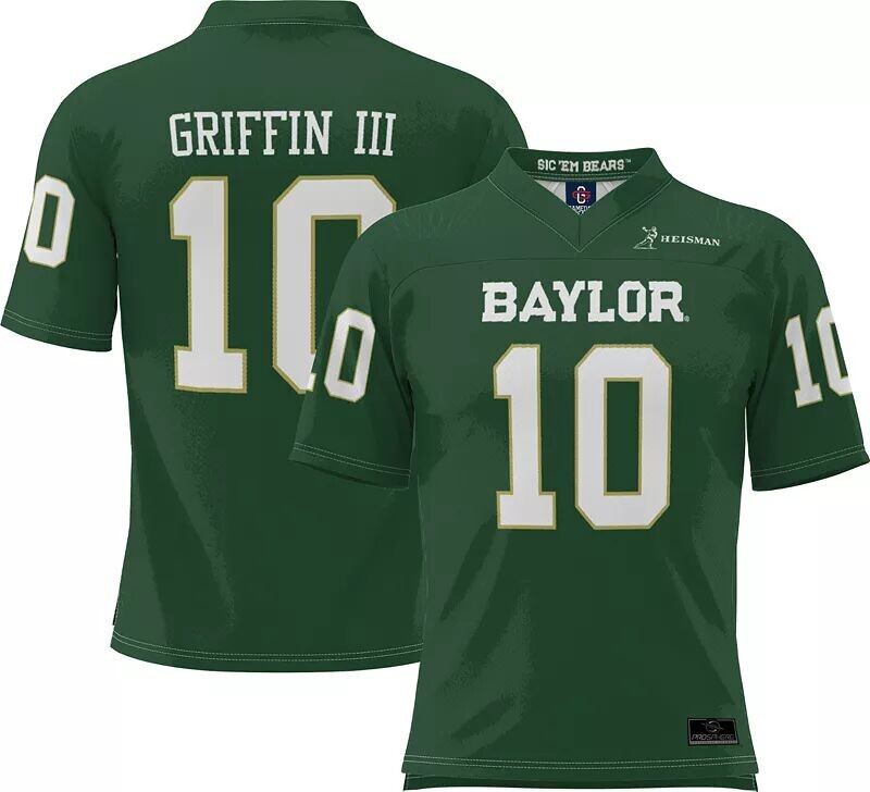 

Мужская зеленая футбольная футболка Baylor Bears #10 от Prosphere Robert Griffin III из полностью сублимированной футболки