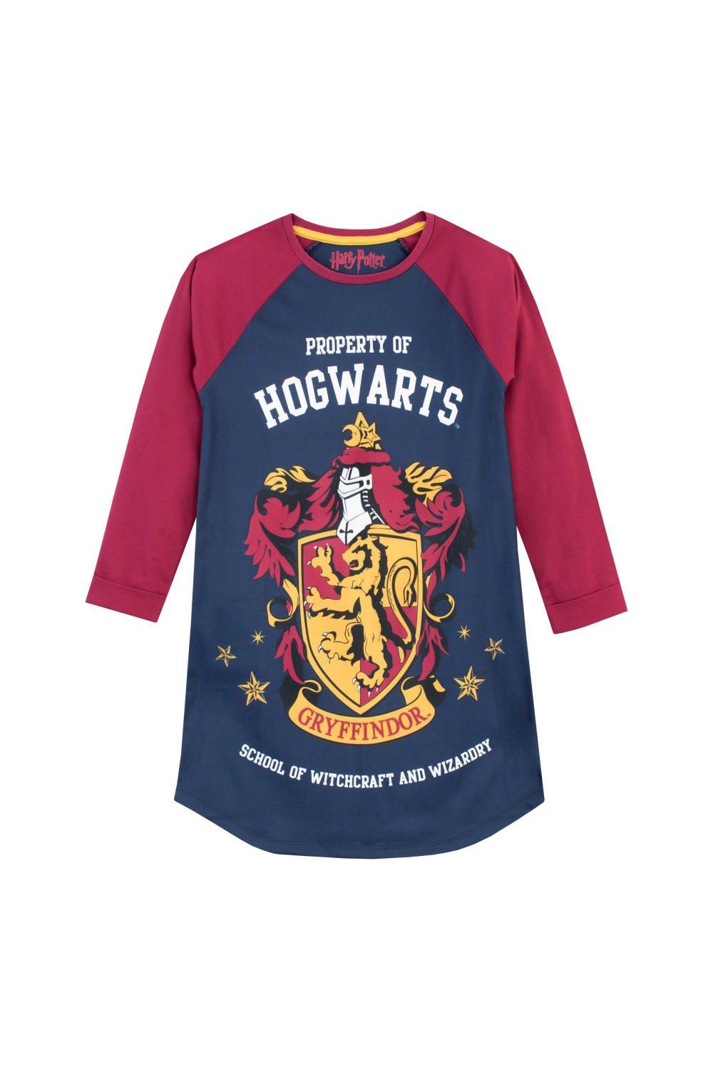Детская ночная рубашка Хогвартса Harry Potter, темно-синий женская шелковая рубашка темно зеленая атласная жаккардовая шелковая рубашка весна осень 2021 рубашка в стиле ретро с длинными рукавами