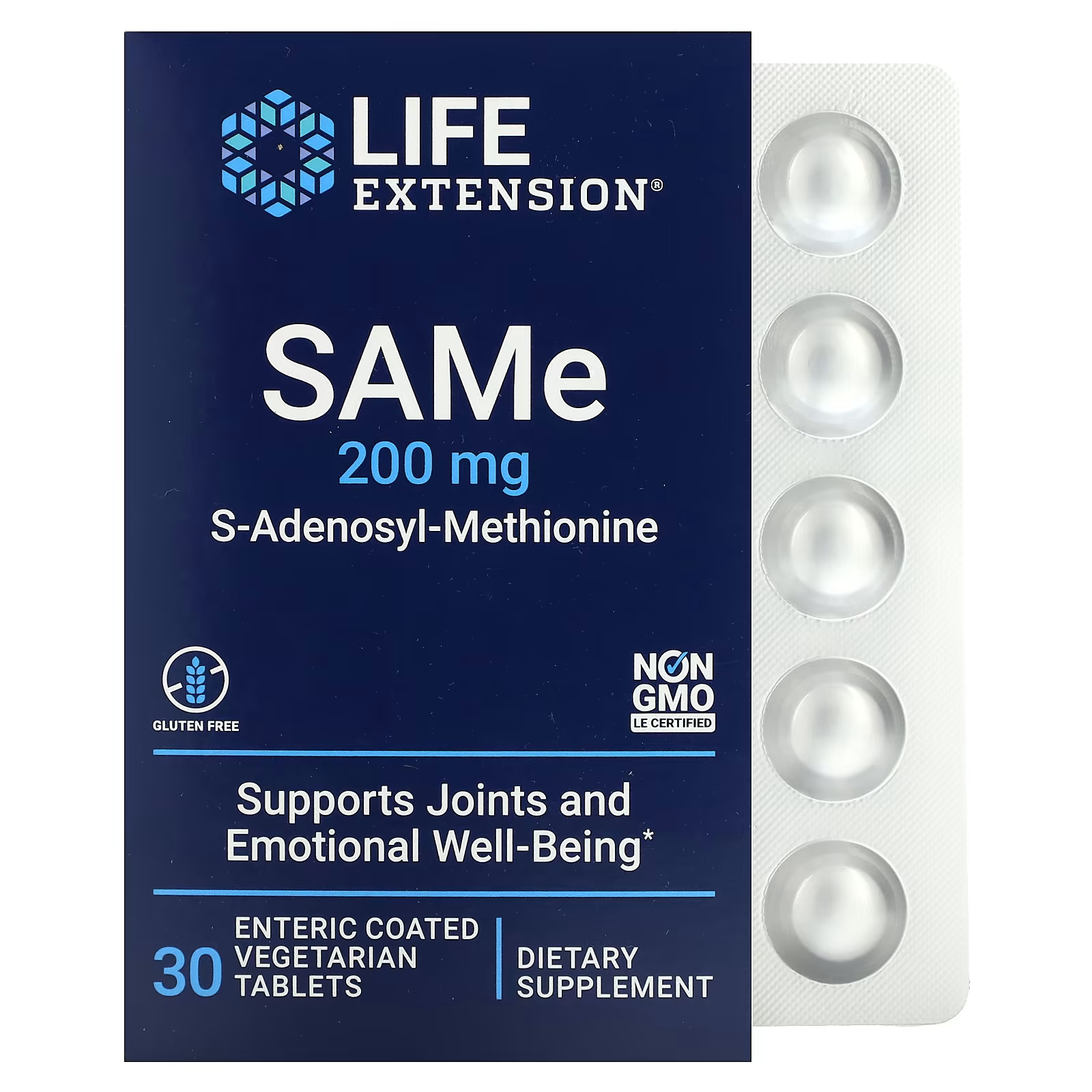 S-аденозил-метионин Life Extension SAMe 200 мг life extension same s аденозил метионин 400 мг 60 таблеток покрытых кишечнорастворимой оболочкой