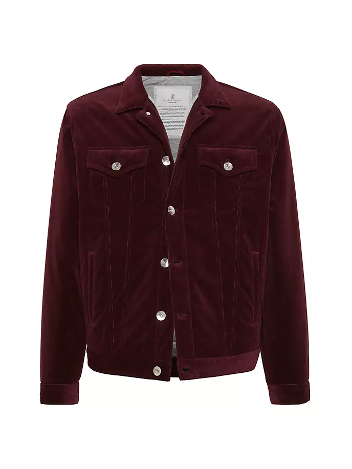 

Комфортная верхняя одежда из хлопка и кашемира вельветовая куртка с четырьмя карманами и подкладкой Thermore Brunello Cucinelli, красный