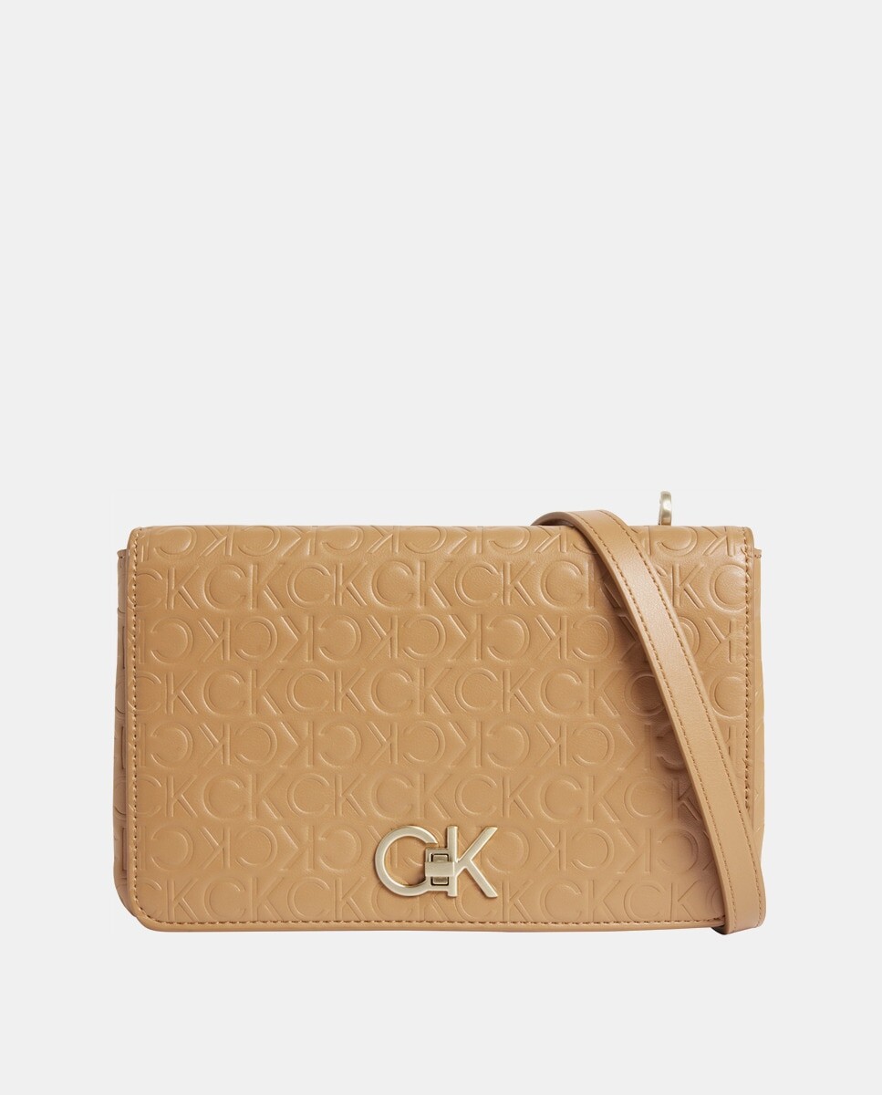 

Узкая коричневая сумка через плечо с клапаном и застежкой Calvin Klein, коричневый