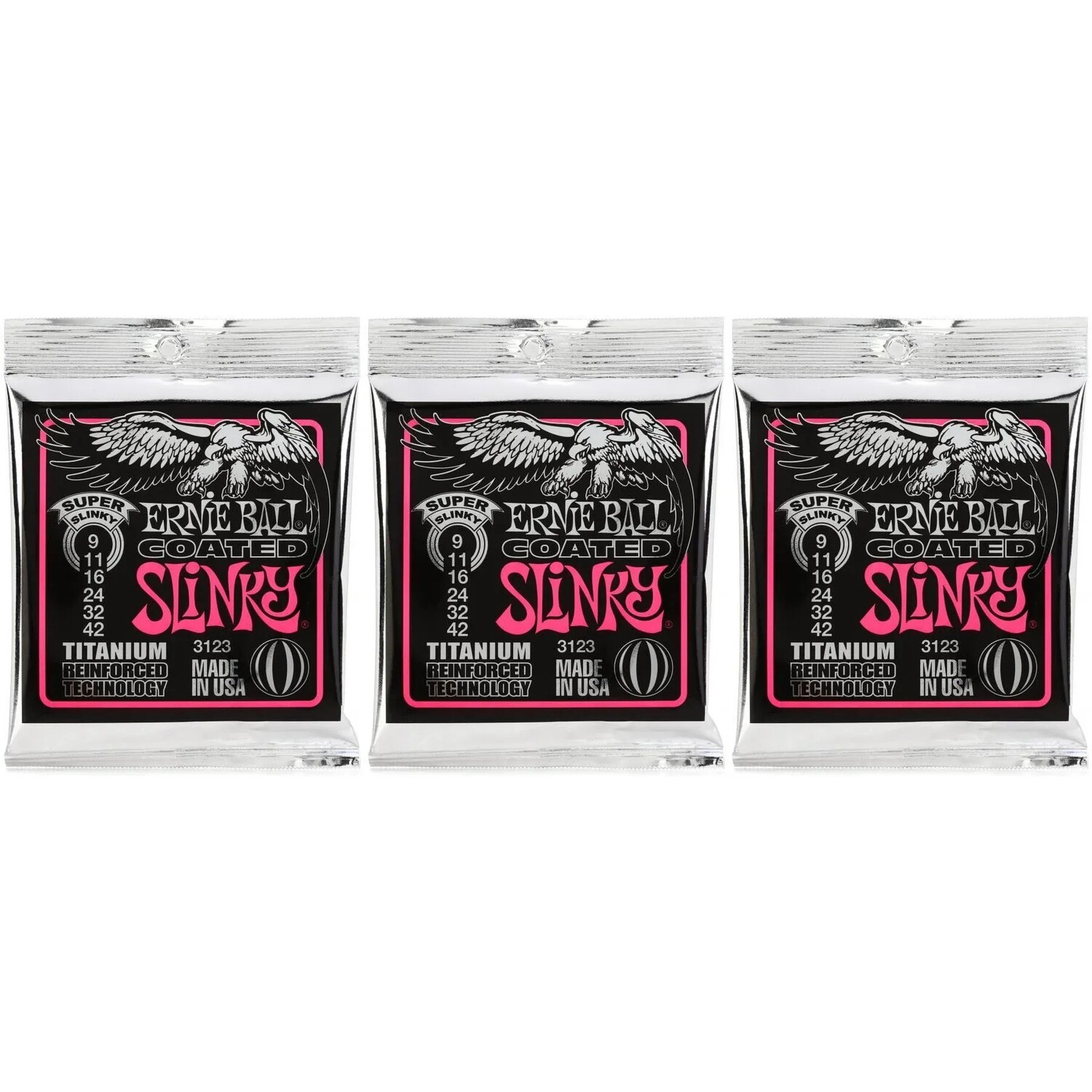 

Струны для электрогитары Ernie Ball 3123 Super Slinky с титановым покрытием RPS — .009-.042 (3 шт.)