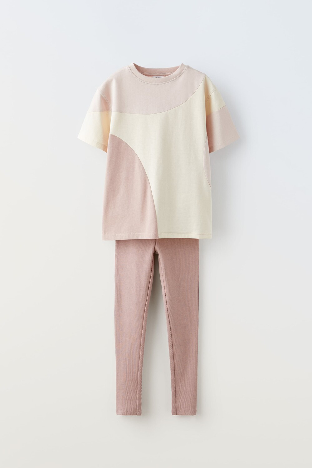 

Комплект футболка и легинсы Zara, бежево-розовый