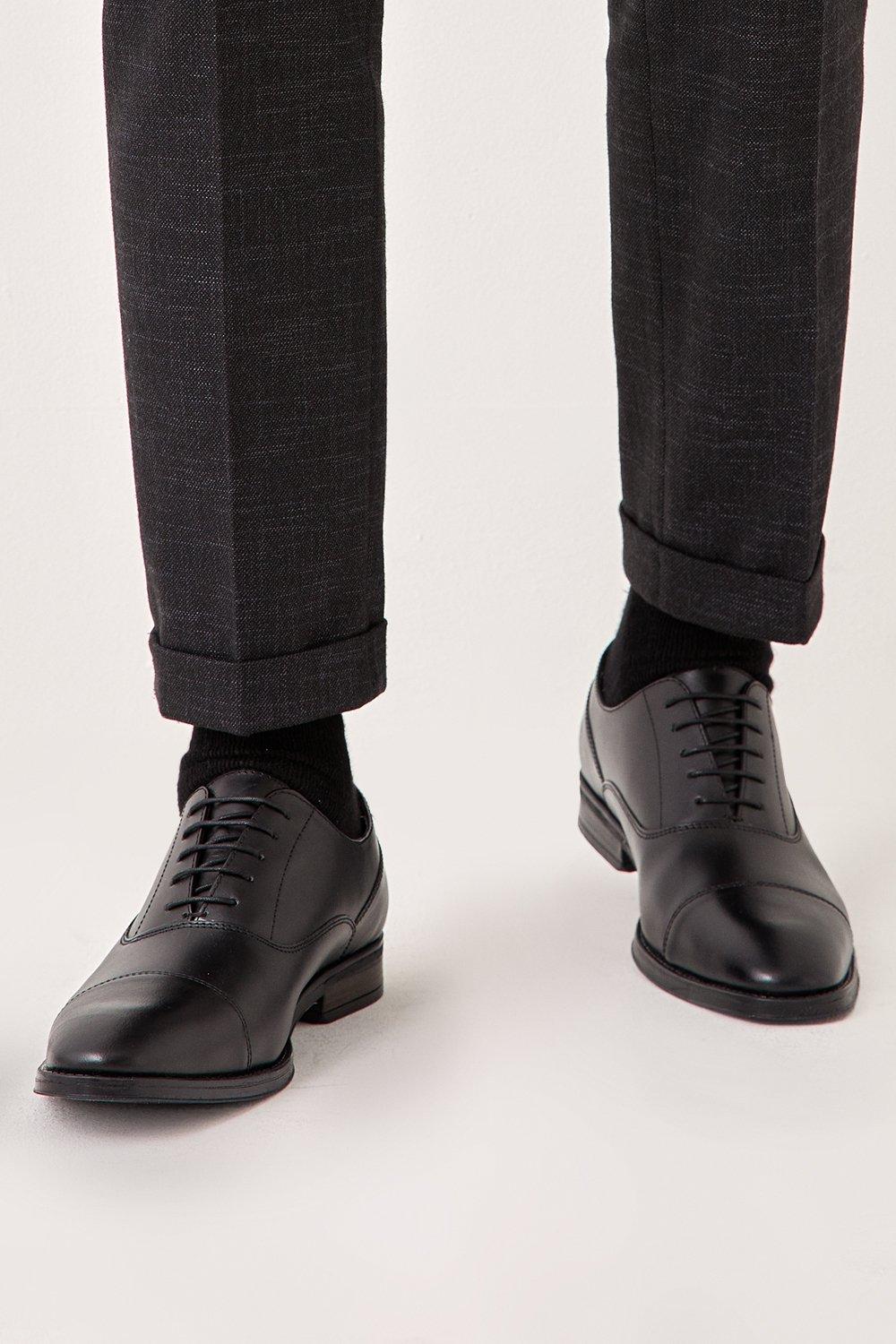 Кожаные элегантные черные оксфордские туфли с носком Burton, черный